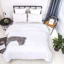 Houseri White Comforter King Size, 3 Pieces Lightweight Solid White Bedding Set King, All Season Soft Pure White King Size Comforter Set Extra Fluffy Ultra Comfy Bed Quilt (1 Comforter, 2 Pillowcases)