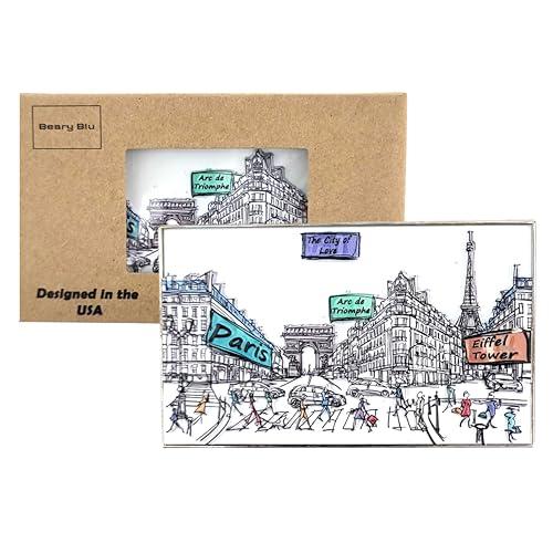 Beary Blu Cities Around The World Artwork Fridge Magnet Series - Designed in The USA - Collectible Souvenir & Gift (Paris)