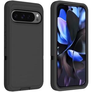 for Google Pixel 9 Pro XL Case, Soft TPU Hard PC Heavy Duty Protective Case Shockproof Dustproof 3 in 1 Phone Cover for Google Pixel 9 Pro XL - Black