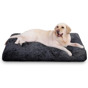 Vonabem Large Dog Bed Crate Pad 36 inch, Washable Crate Bed for Large Medium Dogs, Plush Soft Pet Mats for Sleeping 35 * 22 inch Dark Grey