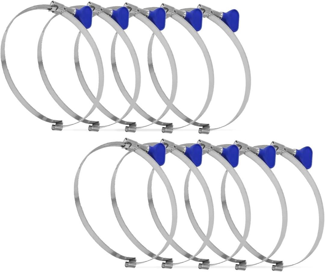 POWERTEC 70224-P2 2-1/2 Inch Left Hand Keyed Bridge Hose Clamp, Thumb Screw Key Adjustable Stainless Steel Hose Clamps for Dust Collection, Dust Collector and Dryer Vent Hose, 10 pack
