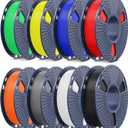 SUNLU PLA+2.0 3D Printer Filament Bundle, Multicolor PLA+ Filament 1.75mm, Individually Vacuum Packed, 0.25kg per Spool, 8 Pack, 2kg Total, Black+White+Grey+Red+Klein Blue+Yellow+Green+Sunny Orange