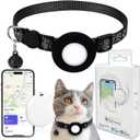 GPS Tracker for Cats, Mini GPS Pet Tracker with Collar, IPX8 Waterproof Cat Trackers Collar,No Monthly Fee,Work with Apple Find My(iOS Only),Smart Trackers for Pets(Black)