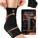 TheraCopper Copper Ankle Brace (2 Pack)  Compression Ankles Brace for Men & Women  Infused Copper Ankle Sleeve Compression Support for Pain Relief, Swelling, Sprains, Achilles Recovery & Sports (Medium)