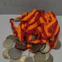 Thanksgiving Medals Turkey Trot Awards 2'' Metal Turkey Trophy Award Prizes with Ribbon for Thanksgiving Race Party Favor Gift Fall Holiday (Bronze)