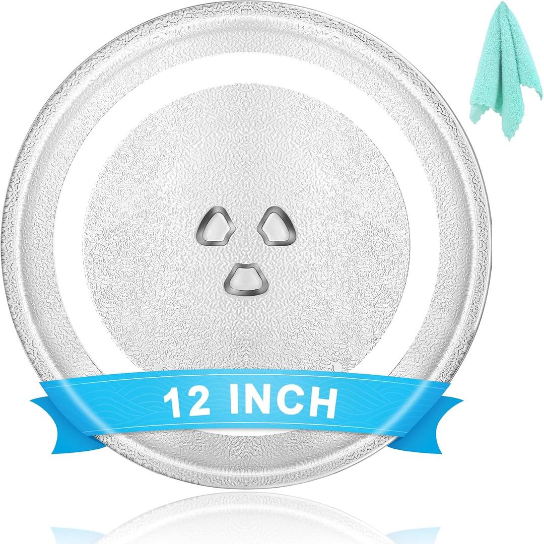 12" Microwave Plate Replacement Glass Turntable | Fits GE, Panasonic, LG, Whirlpool, Maytag, Cuisinart & More
