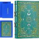 Sun & Moon Faux Leather Notebook,Hardcover Executive Notebooks for Women Men,320Pages Journal Notebook ,Vintage Sun & Moon Design, 1 Pack Green A5 (Sun Moon Green)