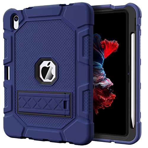 Azzsy Case for iPad (A16) 11th Generation 11 Inch 2025 / iPad 10th Generation 10.9 Inch 2022, [Built-in Pencil Holder] Heavy Duty Shockproof Rugged Protective Case, Navy Blue2