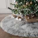 iMucci 24inch Christmas Tree Skirt Wool Fur Grey Tree Skirt Small Tree Skirts Grey Trees Skirt Holiday Party Decoration
