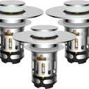 Hibbent 3 Pack Upgraded 3 in 1 Bathroom Sink Drain Strainer, Universal Pop Up Stopper with Removable Stainless Steel Filter Basket Hair Catcher, Sink Plug for 1.1''~2.36'' Basin, Brass Core, Chrome