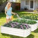 ZORMY 2 Pcs 4x2x1ft Galvanized Raised Garden Bed Outdoor, Metal Planter Boxes with Easy Assembly, Planter Raised Beds for Gardening, Flower, Plants, Vegetable, Herb - White