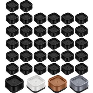 shouwuhho 32 Pack Furniture Risers Adjustable Bed Risers Heavy Duty Lifts Height 1", Square Stackable Bed Risers 1, 2 or 3 Inch for Desk Leg Table Couch Sofa Chair Bed Frame Legs Dorm, Black