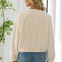 kipfall Womens Wool Blend Bomber Jackets Fall Winter Cropped Zip Up Coat Hoodless Outwear with Pockets (Gray, L)