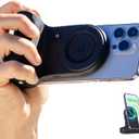 KraftGeek Magnetic Phone Stand Camera Grip with Wireless Charging & Bluetooth Shutter, Stand for iPhone, Ergonomic Handle for Vlogging, Selfies & Video Calls (Black)