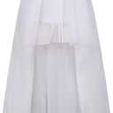 MisShow Women's Hi-Lo Long Tutu Tulle Bustle Skirt Elastic Waist Festival Party Skirt (White)
