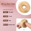 1Pack Human Human Hair Blonde Elastic Wavy Curly Hair Bun Scrunchies Extensions Messy Bun Hair Piece（#613 Bleach Blonde）