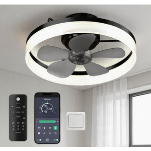 Ceiling Fans with Lights and Remote, 19.7" Dimmable LED, Black
Low Profile Ceiling Fan with Light, 6-Speed Reversible DC Motor, 3000K-6000K Fandelier for Bedroom, Living Room