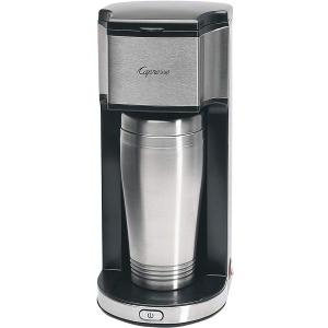 Capresso On-The-Go Personal Coffee Maker, Silver/Black (16 oz)