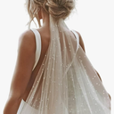 Pearl Wedding Veil Short Bridal Veil White Mini Veils Non-slip Fingertip Tulle Hair Accessory for Brides Women Bridal Shower Bachelorette Party 114inch