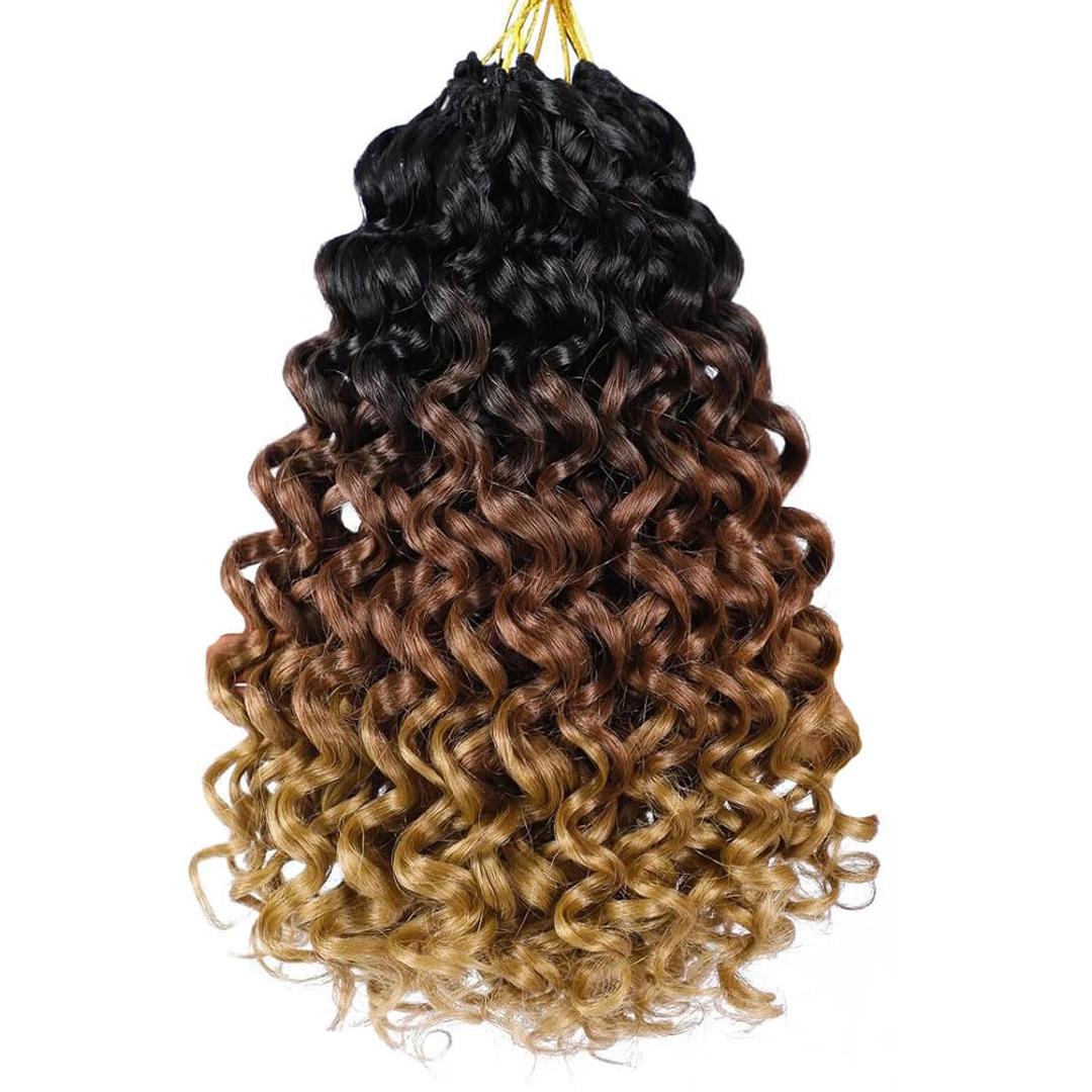 8Inch GoGo Curl Crochet Hair Short Curly Hiar 6Packs Water Wave Crochet Hair Water Wave Crotchet Braiding Hair (8 Inch (Pack of 6), 1B/30#)