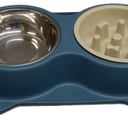 Jestrem Slow Feeder Dog Bowls with NonSlip Mat, 3in1 Stainless Steel Bowl Slow Feeder Prevents Gulping, Paired with Weighted Base Water Dog Bowls for Large Medium Small Breed Size Dogs and Cats