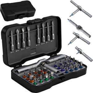 42 in 1 Magnetic Screwdriver Set, DIY Ratchet Screwdriver Set, Multi-Bit Magnetic Drive Set with Detachable Ratchet Handle, Portable Gray Repair Tool Kit for Bicycles, Bicycles, Computers as Gifts