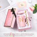 Coffee Mugs - Birthday Gifts for Women, Personalized Initial Customized Mug Tea Cup with Lid 14 Oz Pink, Spoon Greeting Card, Luxury Gift-Boxed Christmas Gift for Her Wife Mom Grandma Friend Unique,N