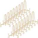 16 Pcs Iron Plate Stands for Display, 4.09 Inch Golden Easel Display Stand Vintage Plate Holder Card Plate Stands Foldable Photo Holder for Home Table Canvases Party