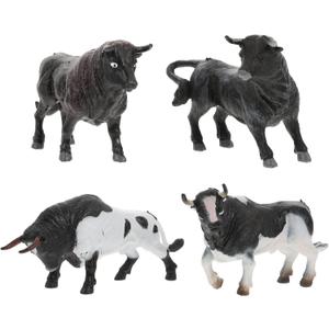 Toyvian Miniature Cattle Figurines Set - 4pcs Animal Figures: Cow, Bull, Farm Animals - Cognition Toys, Cake Toppers for Desktop Decor