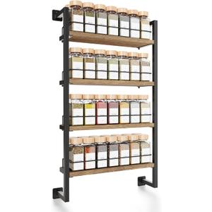 ZICOTO Space Saving Spice Rack Organizer Shelf for Wall Mount - Easy To Install Modern Hanging Racks For up to 56 Jars - Perfect Seasoning Organizer For Your Kitchen