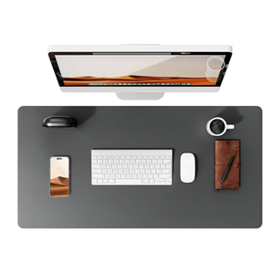 Wisfox Mouse Pad, Leather Desk Pad Protector, Office Desk Mat, Non-Slip Leather Desk Blotter, Laptop Desk Pad, Waterproof Desk Writing Lad for Home Office Decor(Dark Gray, 31.5" x 15.7")