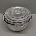 Disposable Aluminum Pot with Lid Round Foil Pans Disposable Cookware Food Container for Vacation Trips Camping Baking Heating Cooking(12 Pcs,33.8, 67.6, 121.7 oz)