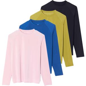 Real Essentials 4 Pack: Women's Rash Guard Sun Shirts  Long Sleeve & 1/4 Zip UPF 50+ Quick Dry UV Protection Tops (Plus) (XXL)