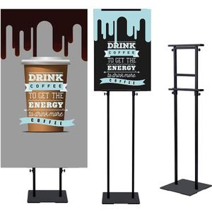 Heavy Duty Floor Poster Standing Display Poster Sign Holder with Non-Slip Mat Base Adjustable Height Up to 75 inches for Board & Foam (2PACK-Black)