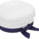 Embroidery Beret Hat with Bow-Knot Nautical Style Uniform Hats Captain Cap Yacht Boat Sailor for Women (Head Circumference 56-58 cm/22-22.8 inch) (White)