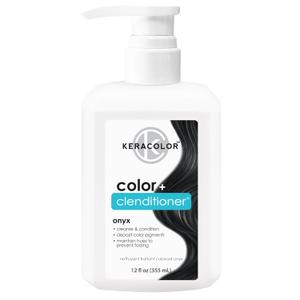 Keracolor Color + Clenditioner 3-in-1 Color-Depositing Conditioner, Gently Cleanses & Conditions, Semi-Permanent Hair Color, 23 Shades, 12 Fl Oz (Onyx)