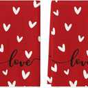 Artoid Mode Red Love Heart Kitchen Towels Dish Towels, 18x26 Inch Wedding Farmhouse Decoration Hand Towels Set of 2
