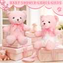 6 Sets Bear Blindfolded Diaper Changing Coed Baby Shower Games Kit Baby Dolls Bears Diapers for Bridal Shower Gender Reveal Games Prizes Gifts for Adults Boys Girls (Pink)