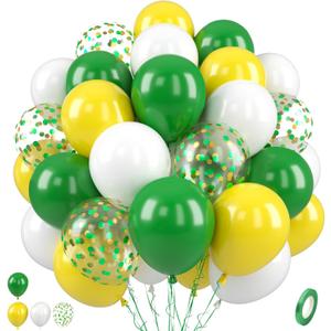 Paready Green and Yellow Balloons - 50 Pcs Confetti Balloons, 12 Inch Latex Balloons for Birthday Party, Graduation Class of 2024, Tractor Party Decorations