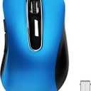 memzuoix 2.4G Portable Wireless Mouse, 1200 DPI Mobile Optical Cordless Mice with USB Receiver for Computer, Laptop, PC, Desktop, MacBook, 5 Buttons, Blue