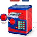 ATM Piggy Bank for Boys Girls, Vcertcpl Mini ATM Coin Bank Money Saving Box with Password, Kids Safe Money Jar for Adults with Auto Grab Bill Slot, Great Gift Toy Bank for Kids S Red, Large