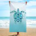 Irisbell Cotton Beach Towel 63 x 32 inch Large Sand Free Towels for Travel,Quick Dry Absorbent Swimming Beach Towels for Pool Yoga Gym Camping (Sea Turtle - Blue)