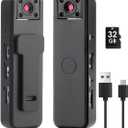 Body Cameras with Audio and Video Recording, 32g 1080p HD Wearable Camera with Night Vision, 180° Rotatable Lens and Motion Detection, 500mAh Battery Life, for Outdoors Sports Police Delivery Cycling