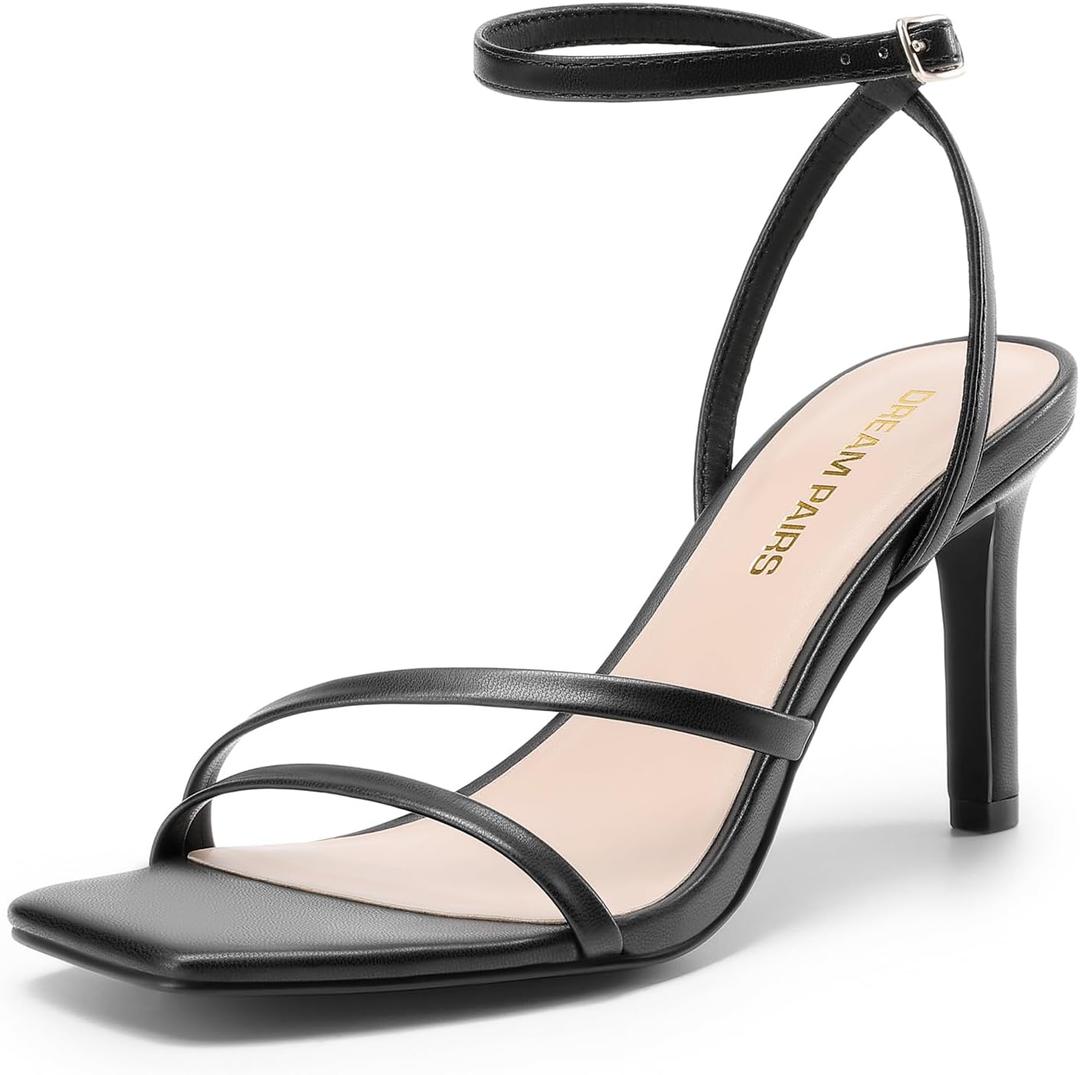 DREAM PAIRS Womens High Stilettos Heels Open Toe Square Sandals Ankle Strap Pumps Sexy Comfort Strappy Dress Shoes Party Wedding Heeled Sandals (9)