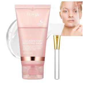 Hoygi Collagen Night Wrapping Mask, Hyaluronic Acid & Niacinamide Facial Mask for Elasticity & Hydration, 2.53 fl.oz