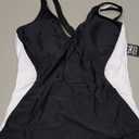 BMJL Women's One Piece Swimsuit Slimming Tummy Control Bathing Suit Deep V Neck Color Block Lace Up Back Swimwear (Medium, Black063)