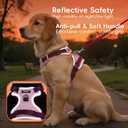 Pink Dog Harness Leash Collar Set, No Pull Reflective Dog Vest Harness with Control Handle, Adjustable Breathable Pet Harness for Medium Dogs Walking Training