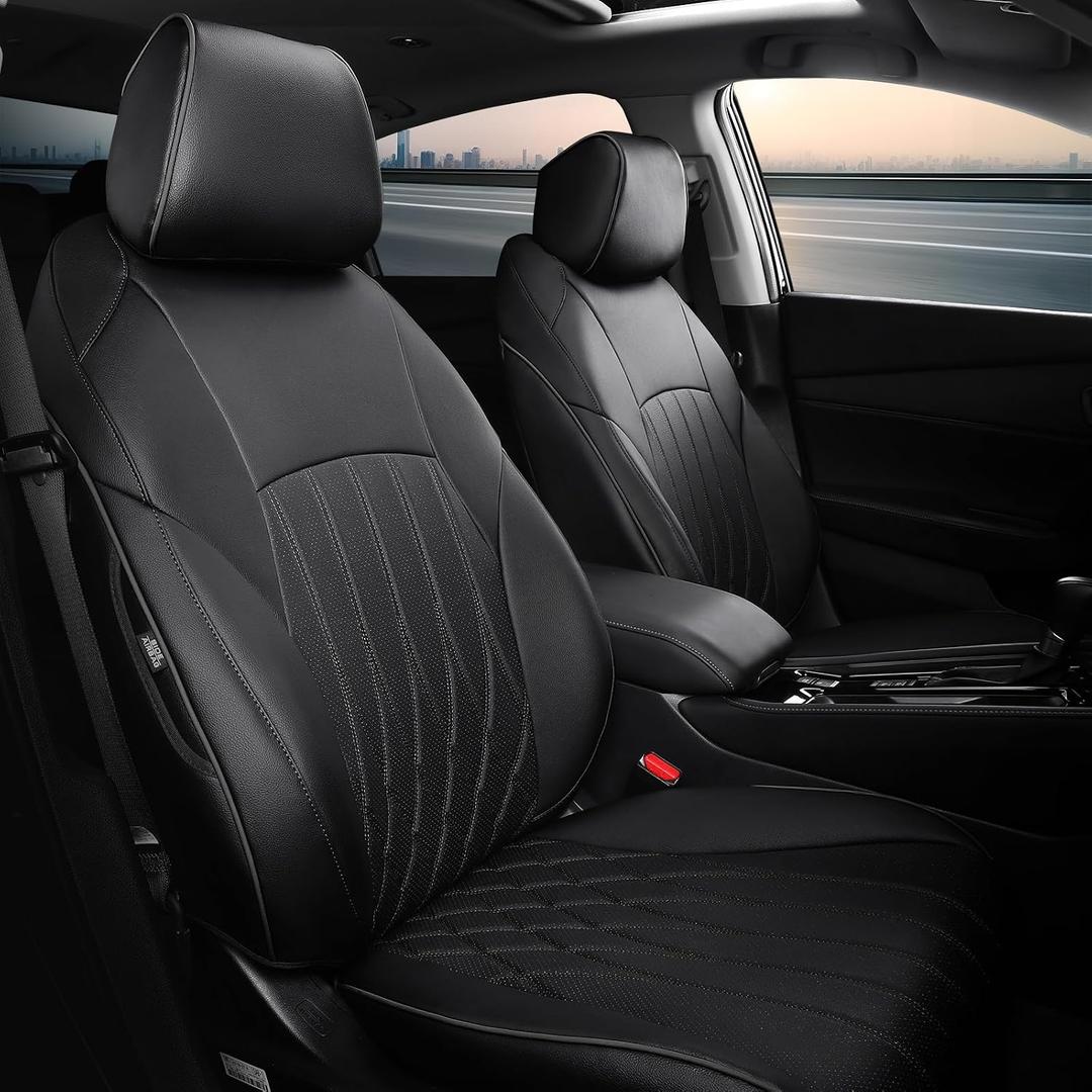 Custom for Honda Accord Seat Covers 2023 2024 2025 2026 EX and All Hybrid Model, Faux Leather Car Seats Cover Full Set (Rear Row W/40/60 Split Backrest)-Black