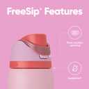 Owala FreeSip Insulated Stainless Steel Water Bottle with Straw for Sports and Travel, BPA-Free Sports Water Bottle, 32 oz, Pink, Angel Food Cake