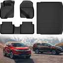 All Weather Floor Mats Fit for Honda CRV 2017-2022 (Not fit Hybrid): Custom Fit TPE Rubber Floor Liners for Honda CR-V 1st & 2nd Row & Trunk Mat Full Set Car Mats (Upper Position)